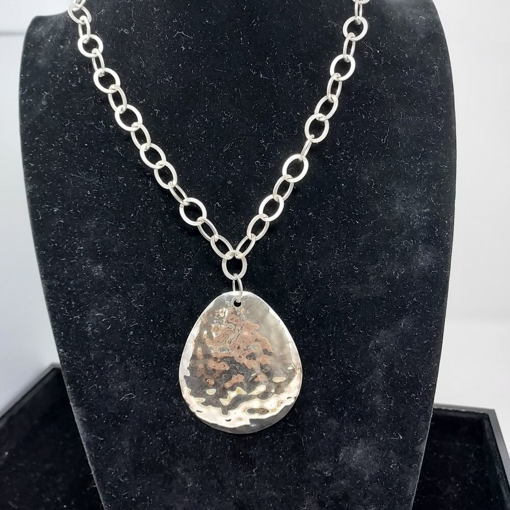 Silpada Sterling 925 Hammered Teardrop Necklace Retired N1181 Pendant 2.5" 18"